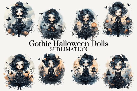 Download Gothic Halloween Dolls Sublimation - Halloween dolls Collection