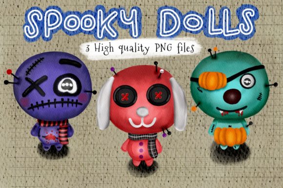 Download Spooky Halloween Dolls Watercolor Png - Halloween dolls Collection