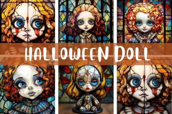 Download Stained Glass Halloween Dolls - Halloween dolls Collection