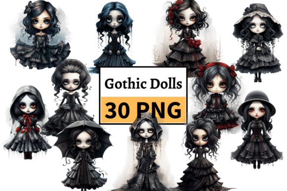 Download Spooky Halloween Dolls Clipart Bundle - Halloween dolls Collection