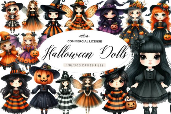 Download Whimsical Halloween Dolls Clipart - Halloween dolls Collection